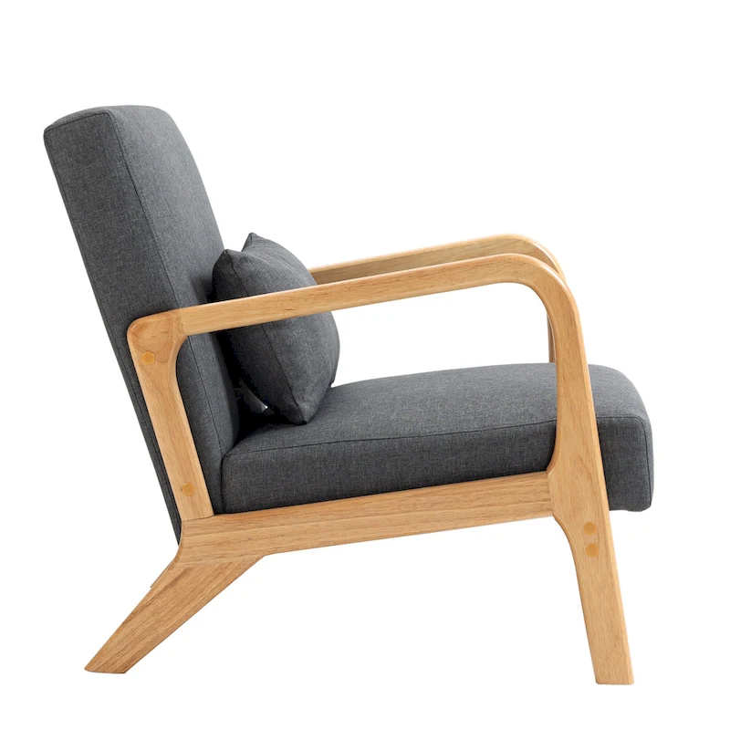 Mid Century Modern Upholstered Accent Chair with Pillow