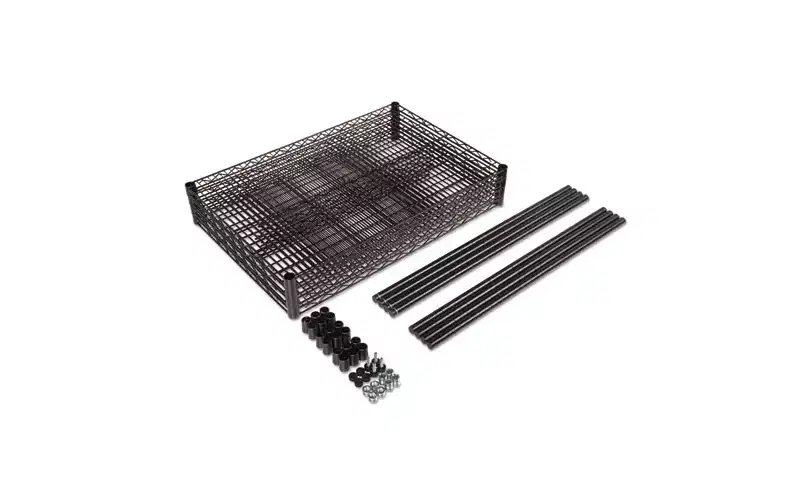 Alera NSF Certified Industrial Four-Shelf Wire Shelving Kit, 48w x 24d x 72h, Black