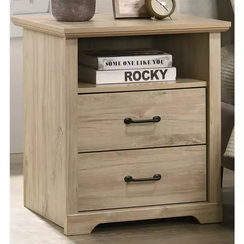 USB Charging 2 Drawer Nightstand for Bedroom Living Room