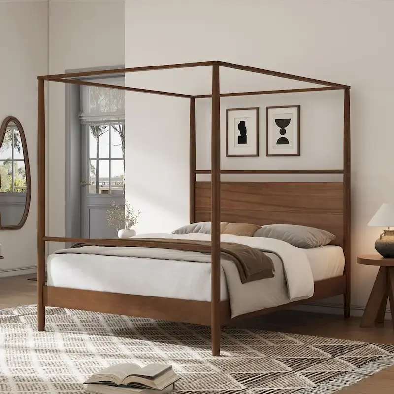 Modern Heritage Solid Pine Canopy Platform Bed – Full, Queen, King