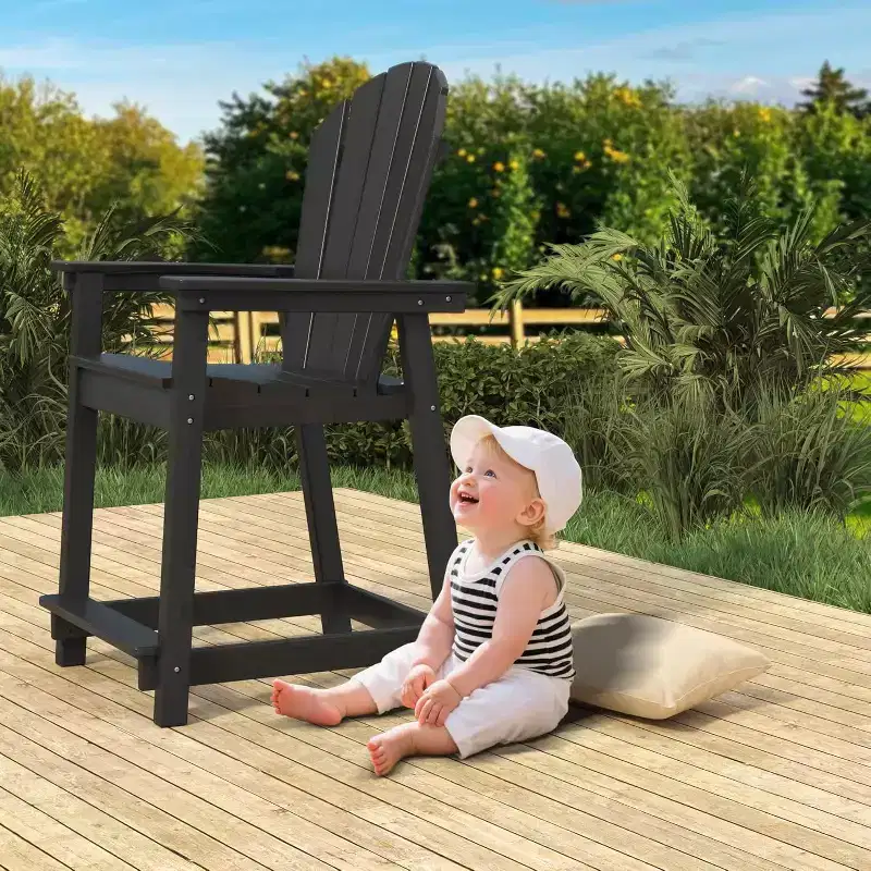 Tree City Tall Adirondack Bar Chair, Outdoor Counter-Height Chair for Patio & Deck, Heavy-Duty HDPE All-Weather Chair