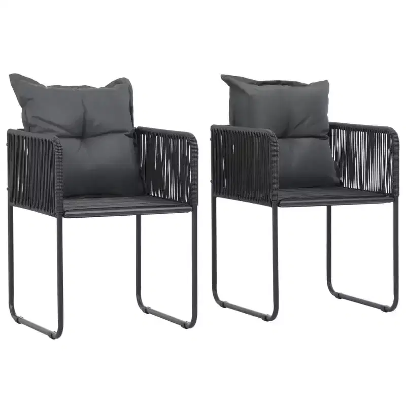 vidaXL Patio Chairs Outdoor Patio Dining Chair with Pillows Poly Rattan