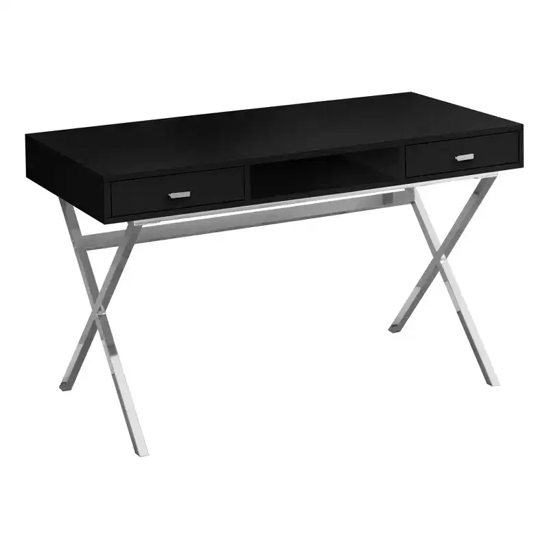 Laptop Table with Drawers and Open Shelf Computer Writing Desk Metal Sturdy Legs 48