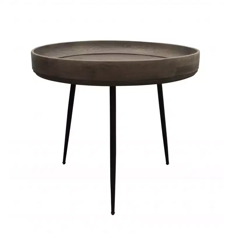 HomeRoots 18 Black And Gray Solid Wood And Iron Round End Table
