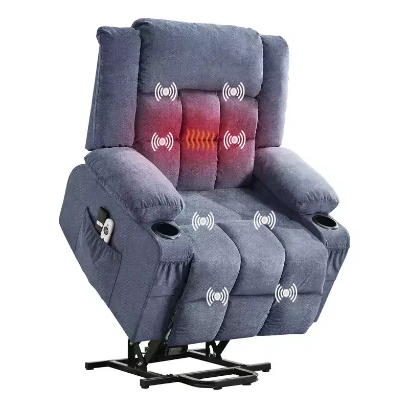 Large Power Lift Recliner Chair for Adult w/Heat and Massage, Oversized Fabric Recliner for Living Room with Infinite Position