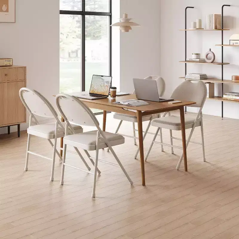 Metal Foldable Chair with and Non-Slip Feet Pads, Pu Party Chairs for Indoors and Outdoors, Room, Dining Room, in 1 Box