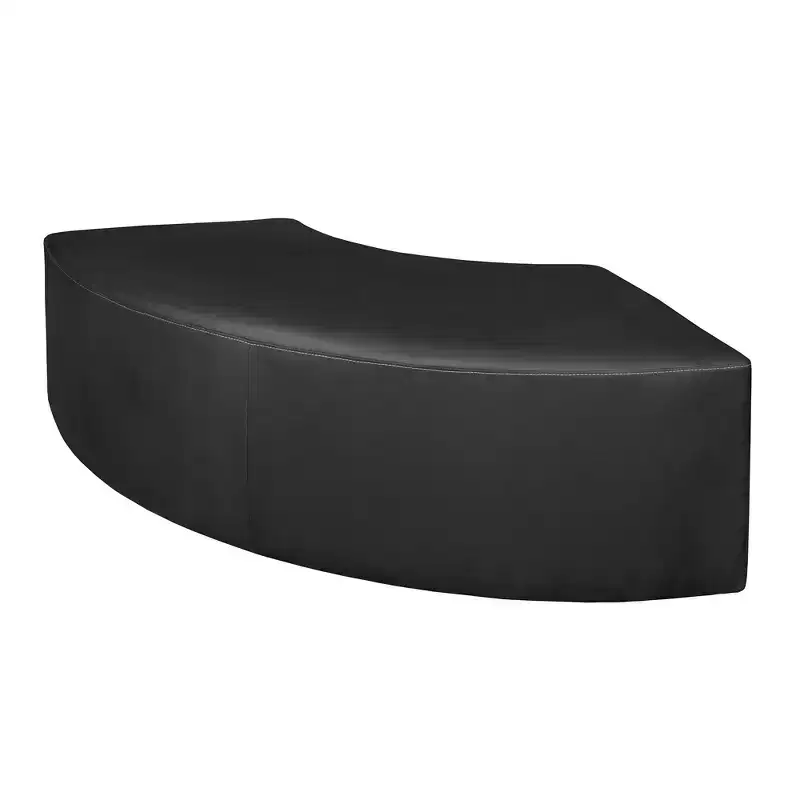 Curved Semi-Circle Ottoman Black Leather Upholstered Mid-Century Modern