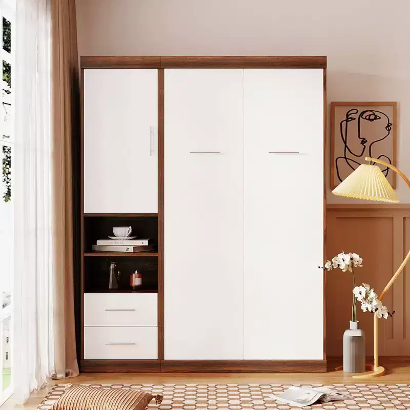 Whisen Full Size Murphy Bed Wall Bed, Folded into a Cabinet with Shelves