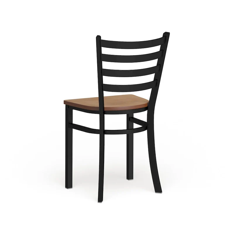 Ladder Back Metal Dining Chair with Wood Seat