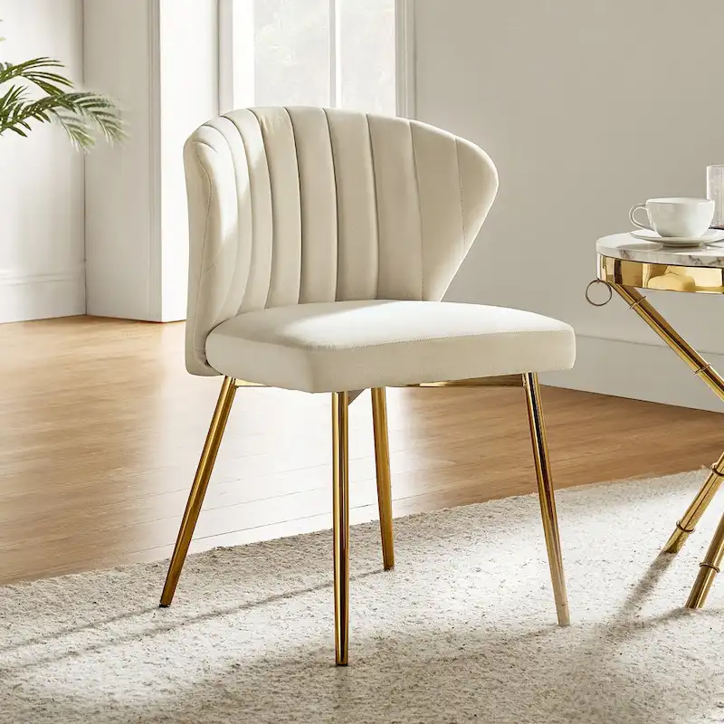 Luna Modern Glam Upholstered Tufted Back Side Accent Dining Chair with Small Base by HULALA HOME