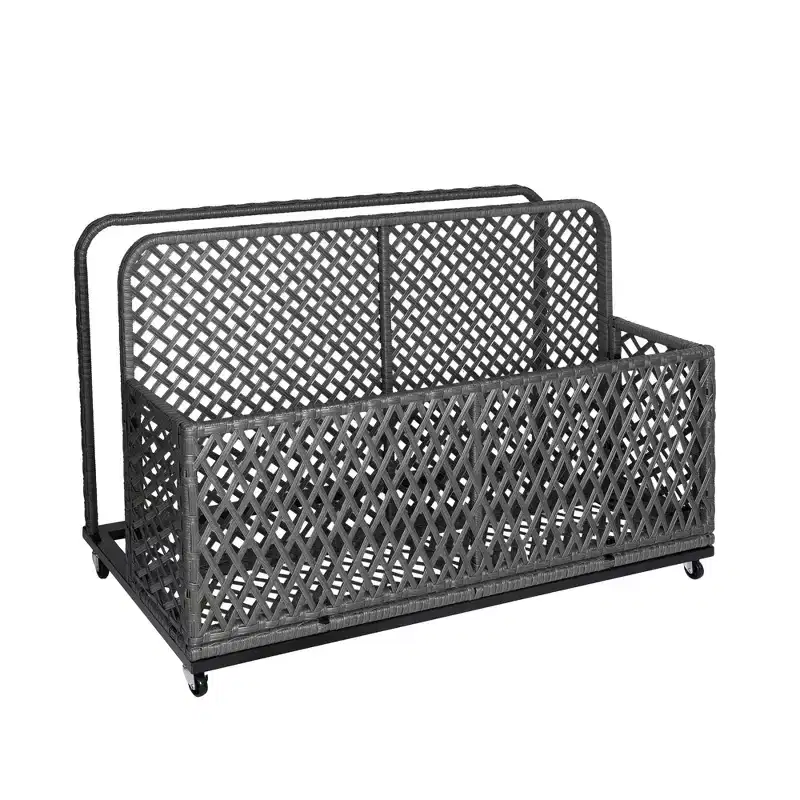 Poolside Float Storage Basket with Rolling Wheels, Easy-Moving Pool Organizer Cart Ideal, for Floaties and Beach Gear