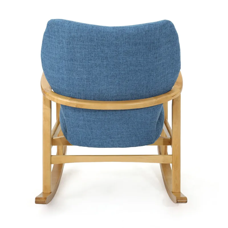 Solid Wood Rocking Chair with Linen Cushion and Premium Handcrafted