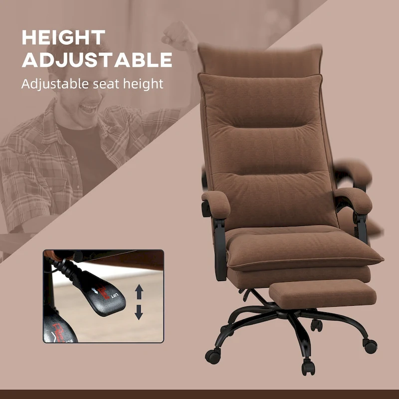 Vinsetto High Back Massage Office Chair with 6 Vibration Points, Heated Reclining Microfiber Computer Chair with Footrest