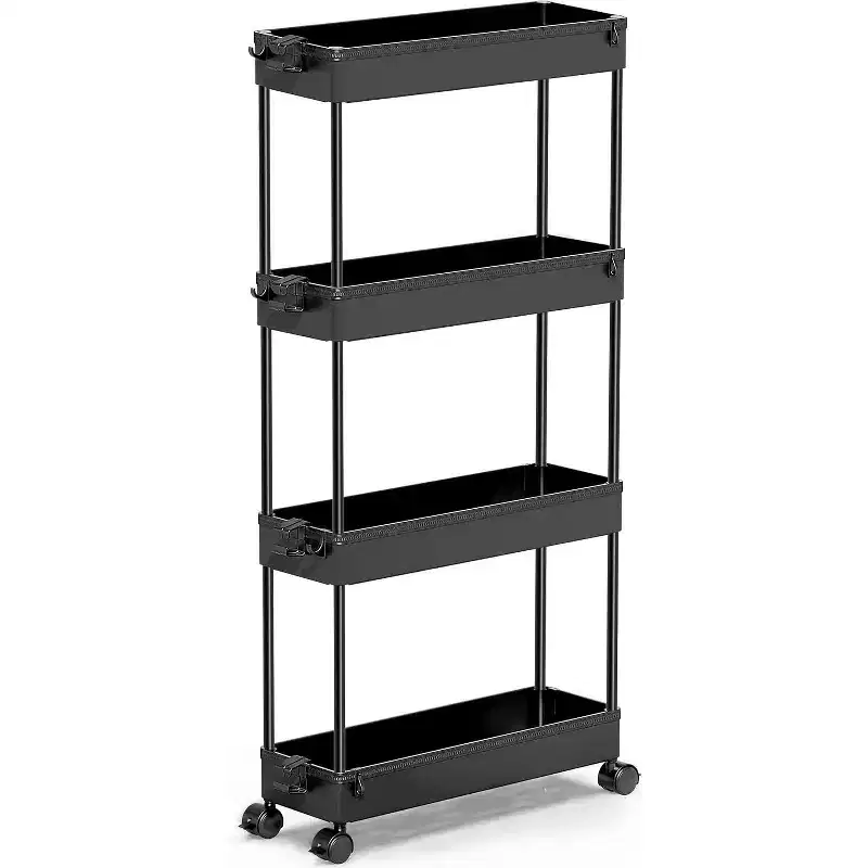 Tree City Pink 4-Tier Slim Rolling Storage Cart - Multi-Functional Mobile Organizer