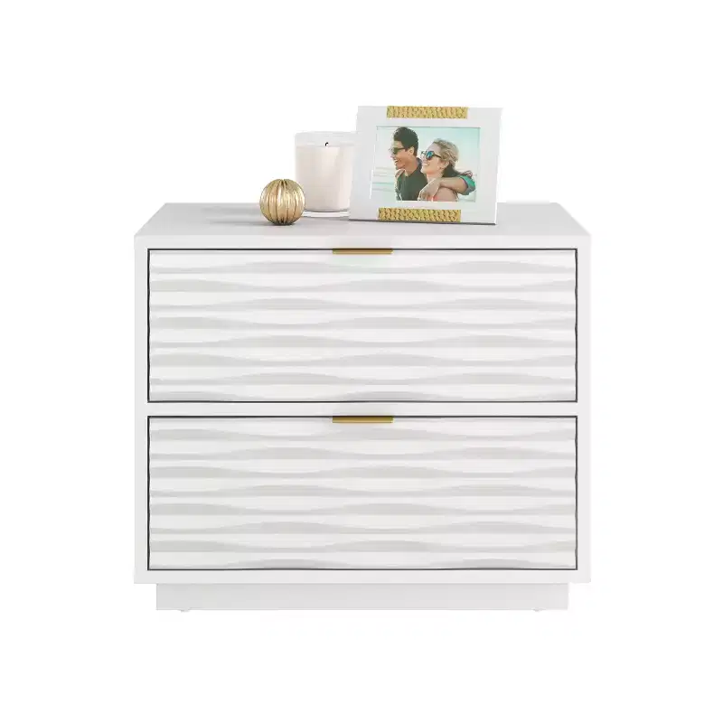 GDFStudio Rowan Modern Wood Side Table with Two Drawers