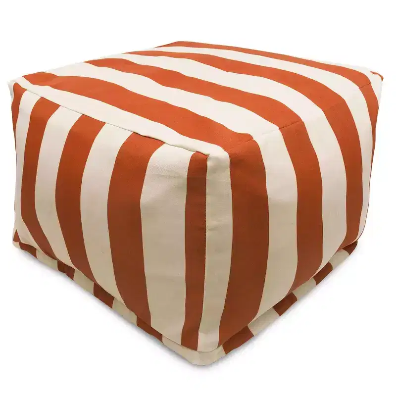 Ottoman Pouf Vertical Stripe, Removable Washable Cover