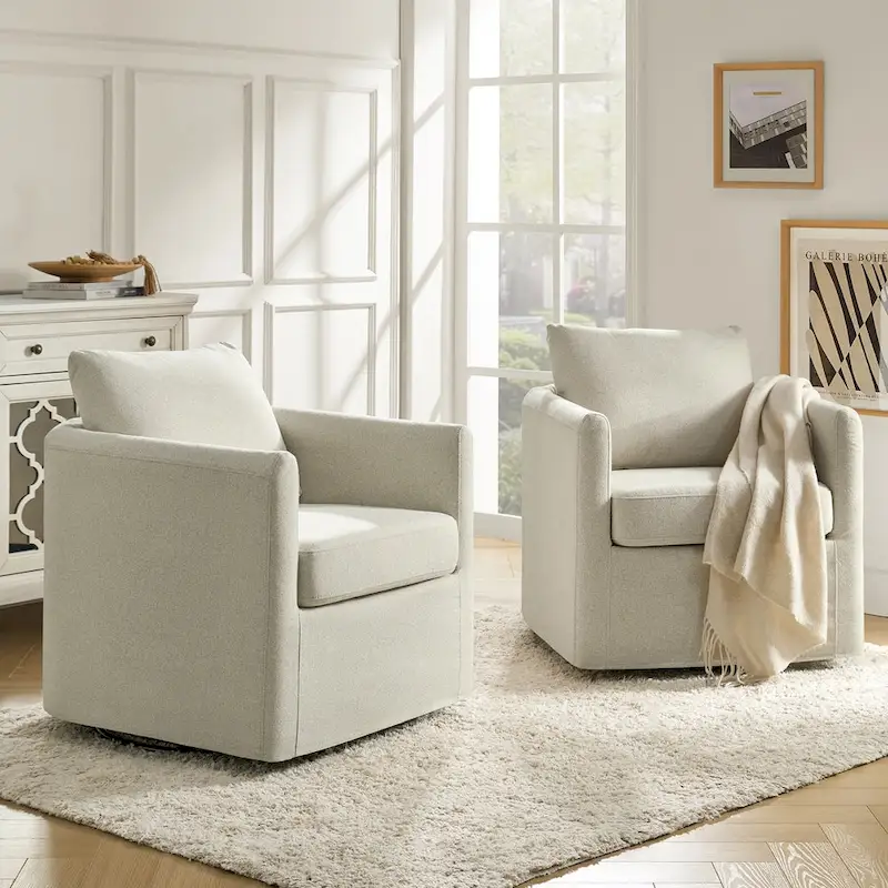 Erkenbald Modern 360-Degree Swivel Chair with Removable Slipcover Set of 2 by HULALA HOME