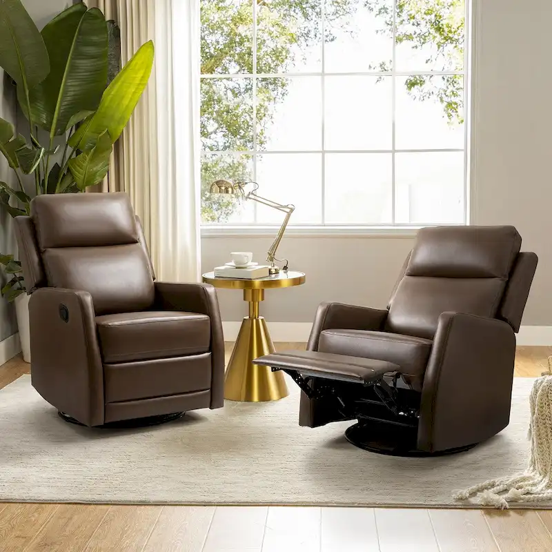 Esteban Swivel Recliner with Tufted Back Set of 2 by HULALA HOME