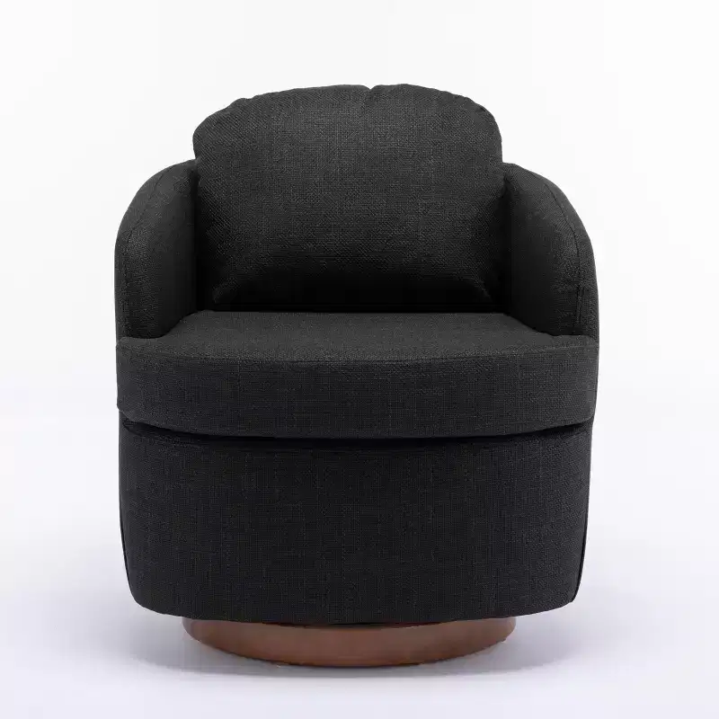 Sofa Chair, Swivel Accent Chair With Cushion, Solid Wood Round Bottom Legs, 360-Degree Armchair Swivel Chairs black