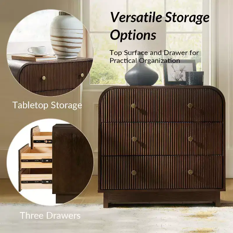Ernest 27 Tall 3-Drawer End Tbale|Hulala Home-WALNUT