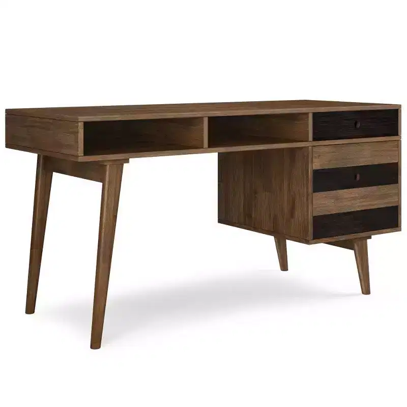 Desk with Side Drawers & File Storage, Mid-Century Modern