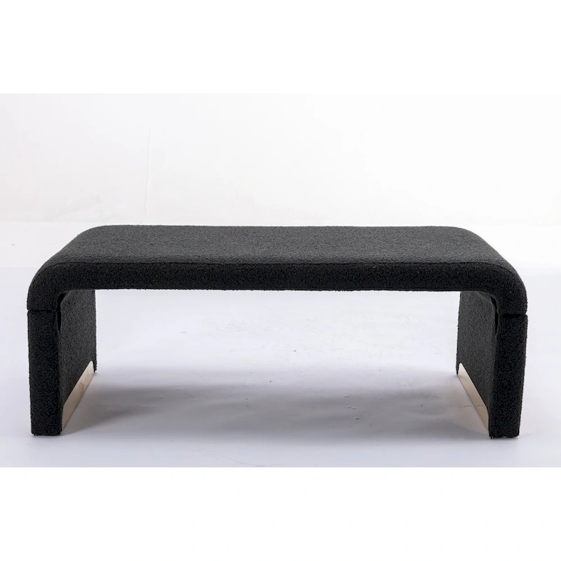 New Boucle Fabric Ottoman Footstool Bedroom Bench Shoe Bench With Gold Metal Legs