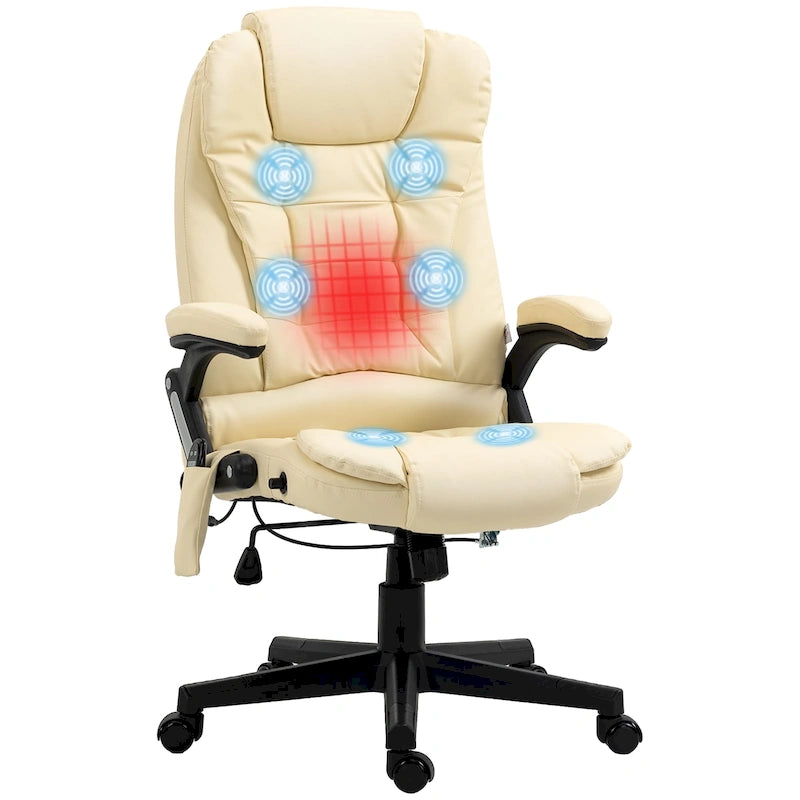 High Back Vibration Massage Office Chair with 6 Vibration Points, Beige