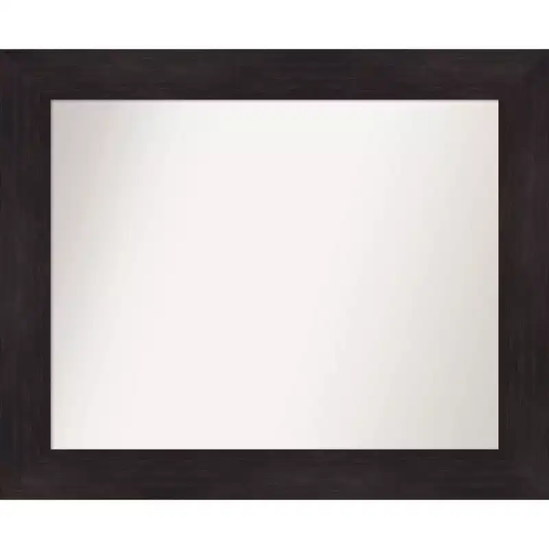 34 x 28 Non-Beveled Bathroom Wall Mirror Espresso Brown - Amanti Art: Modern Rectangular Vanity, Wall Mount