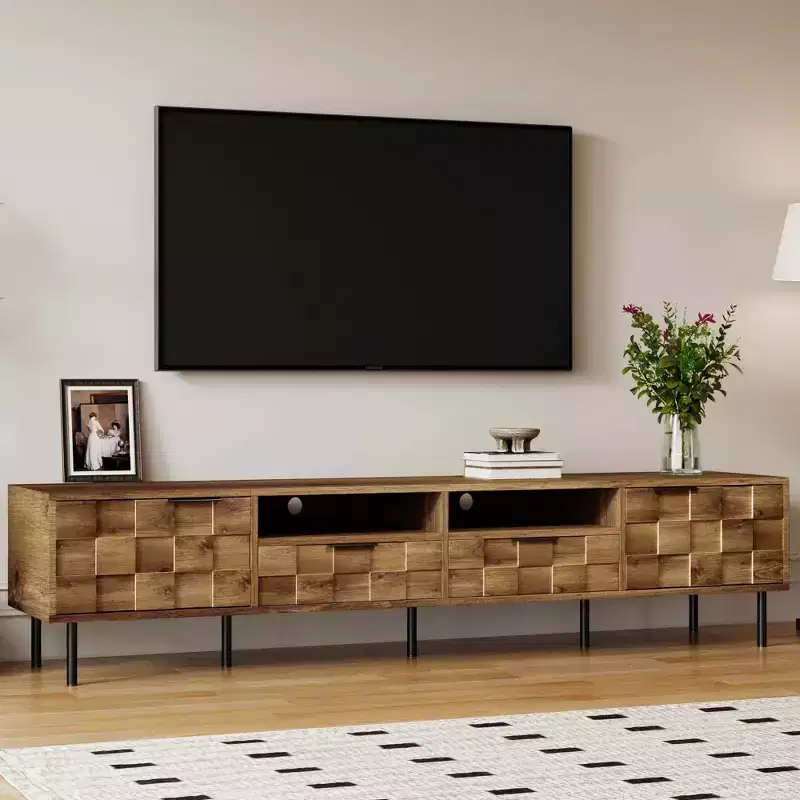 Mid-Century TV Stand with 2 Drawers, Media Console for TVs up to 85