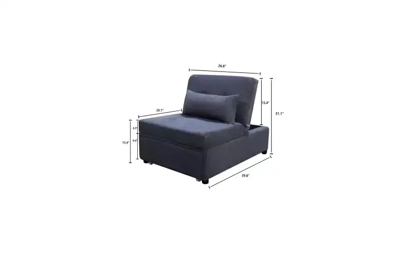 4 in 1 Adjustable Footstool Bed Stool Guest Sofa Chair, Modern Sleeper Sofa Guest Bed with Adjustable Backrest and Pillow