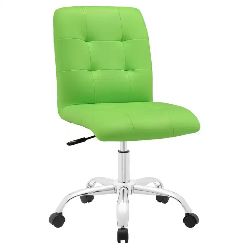 Armless Mid-Back Office Chair - Padded Faux Leather with Chrome Base