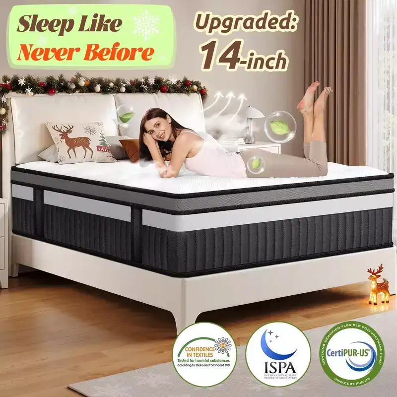 Medium Firm 14 Queen Gel Memory Foam Mattress, CertiPUR-US Certified
