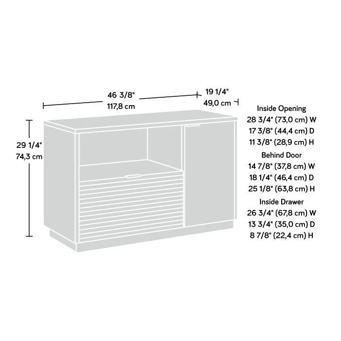 Small Credenza with File Drawer and Adjustable Shelf