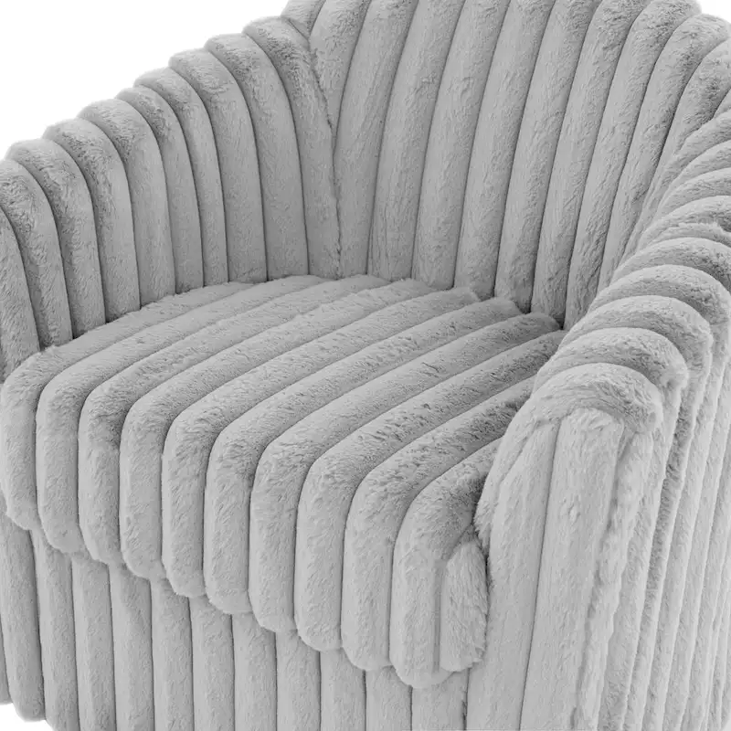 Faux Rabbit Fur Accent Chair 360-degree Swivel Barrel Chairs Set of 2