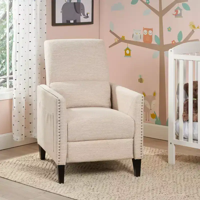 GDFStudio Alscot Contemporary Fabric Pushback Recliner with Nailhead Accents