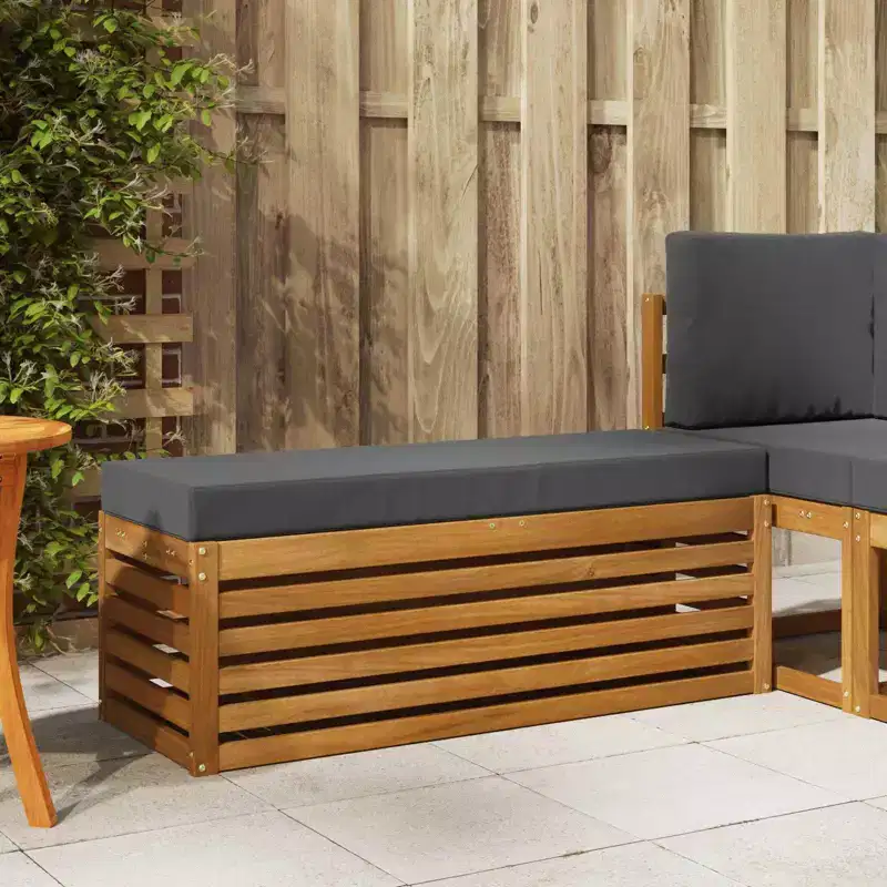 vidaXL Stool Bench Natural and Anthracite 45.28 x 16.93 x 14.57 in