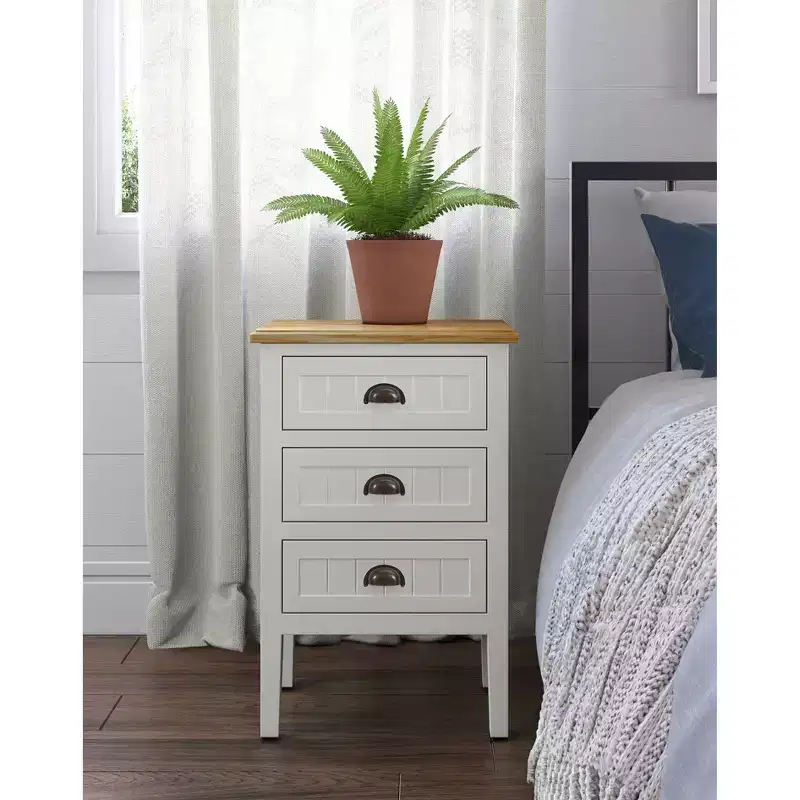 ClickDecor Martin Nightstand Cabinet White: Modern Bedside Table with Drawer, No Assembly, Anti-Tip Hardware Included