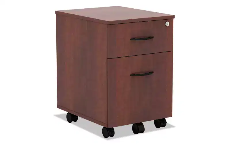 Mobile Pedestal File Cabinet 2-Drawer Box File Legal Letter Medium Cherry Laminate