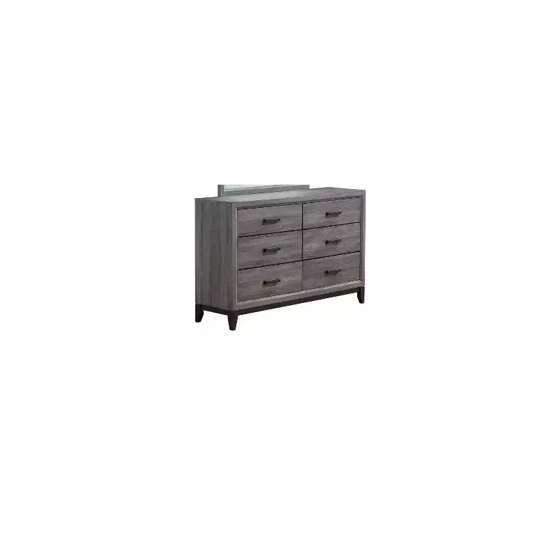 HomeStock 19 in.H Foil Horizontal Dressers with 6 - Drawers in Gray Finish