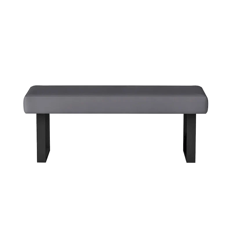 Gray Upholstered Entryway Bench with Steel Legs, Modern Accent Bench for Bedroom or Hallway