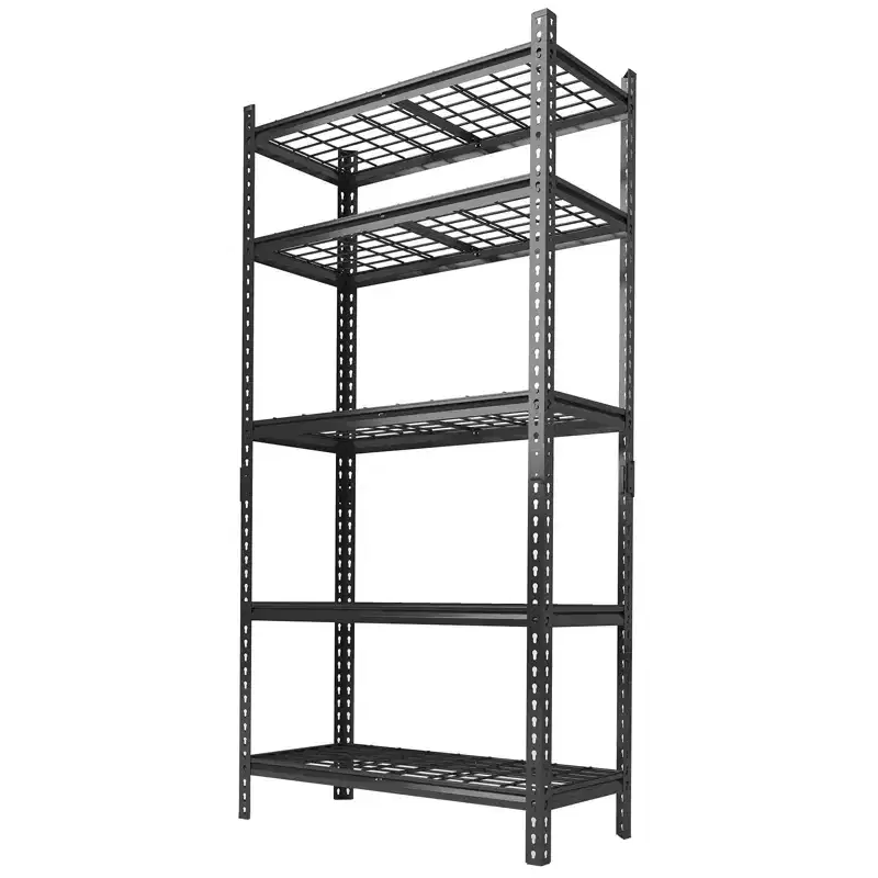 Heavy Duty 5-Tier Shelving Unit, 2200lb Capacity, Adjustable Metal Rack for Garage, Kitchen, or Basement, 36W x 16D x 72H - Black