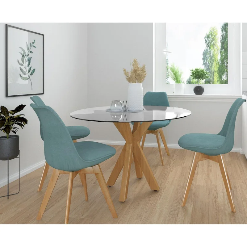 Glass Dining Table - Oak