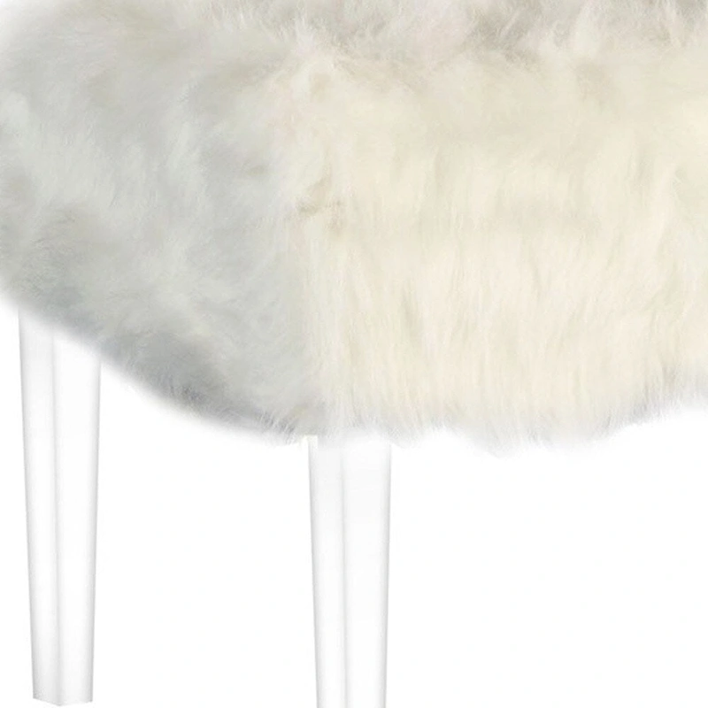 HomeRoots 42 Gray and Clear Upholstered Faux Fur Bench with Flip top