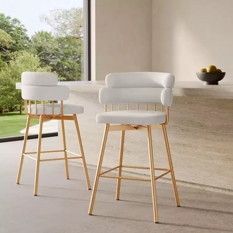 Candy Metal Upholstered 180 Swivel Counter stools with Auto Return ( )