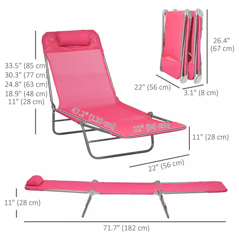 Folding Chaise Lounge, Reclining Sun Tanning Chairs