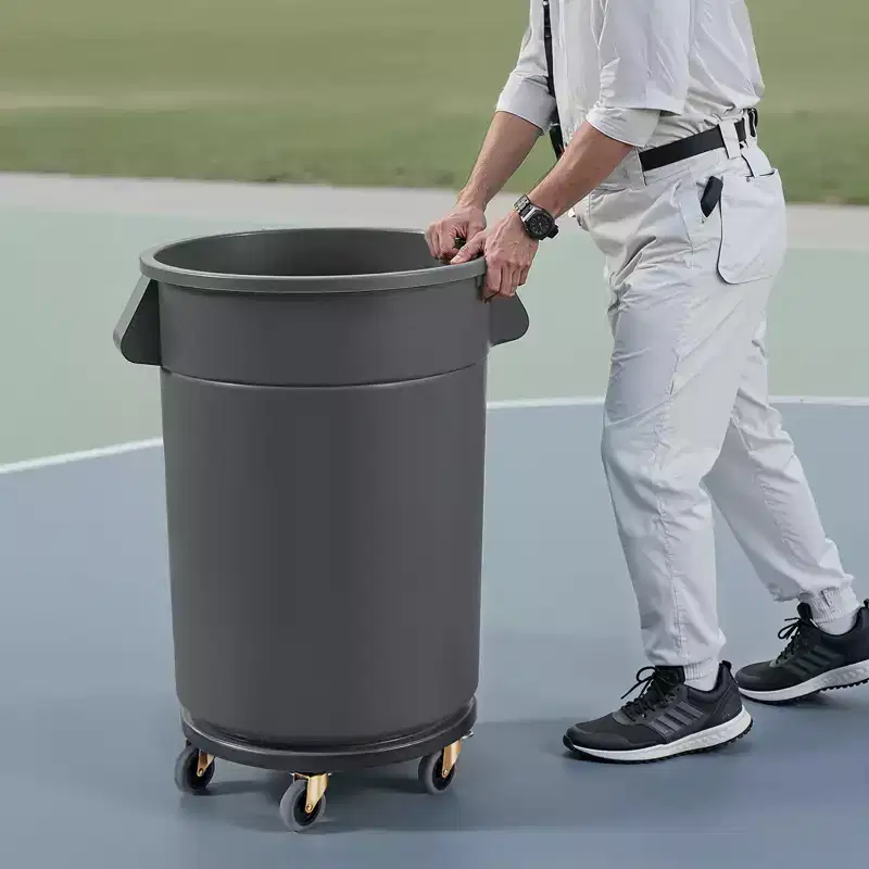 VEVOR Trash Can Dolly, Fit 20, 32, 44, 55 Gallon Containers, Round Trash Can Roller Base with 4 Lockable Wheels, 500lbs Weight Capacity, Black