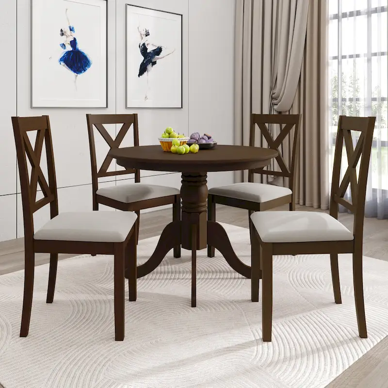 CraftPorch Rustic 5-piece Wooden Dining Set