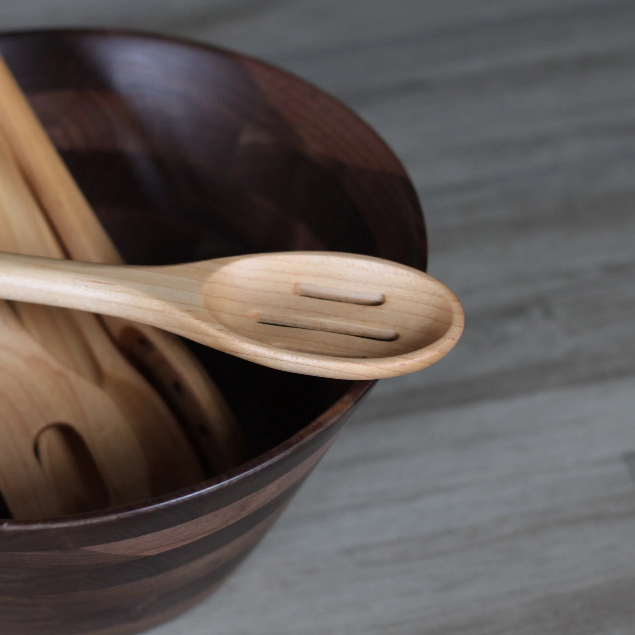 Handmade Wooden Oval Spoon with Slots
