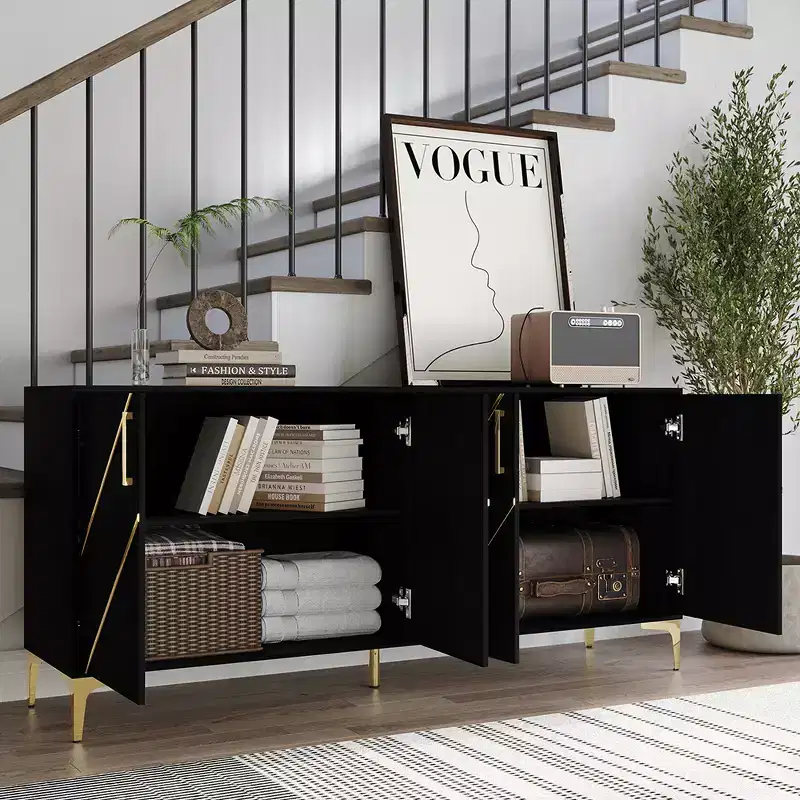 Modern Sideboard with Gold Accents