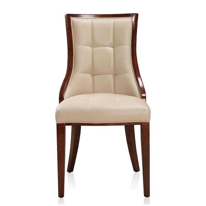 Fifth Avenue Cream and Walnut Faux Leather Dining Chair (Set of Two)